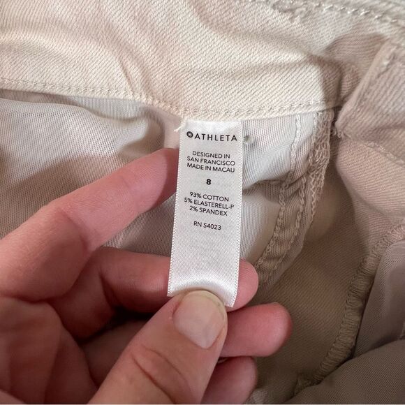 Athleta Women's Size 8 Beige neutral Flex Straight Cropped High Rise Jeans - Picture 9 of 16